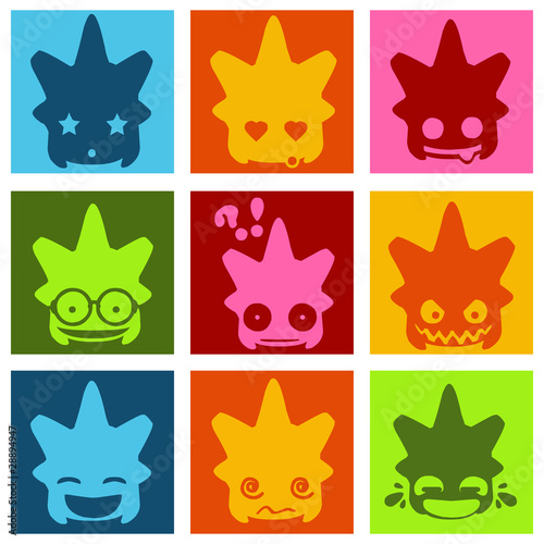 Pictogrammes punks mignons multicolore