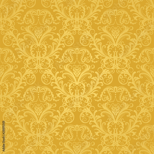 3D Fototapete Gold - Fototapete Luxury seamless golden floral wallpaper