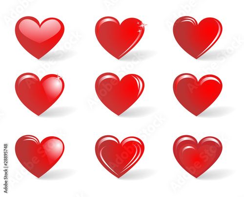Red hearts, collection