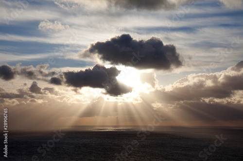Sun beams over the Irish Sea