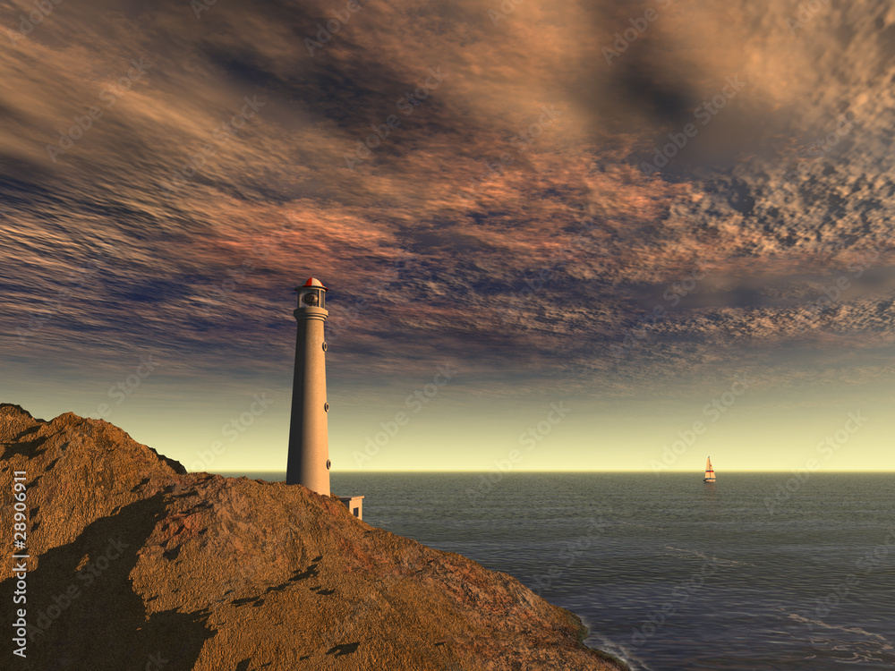 Fototapeta premium faro en las rocas