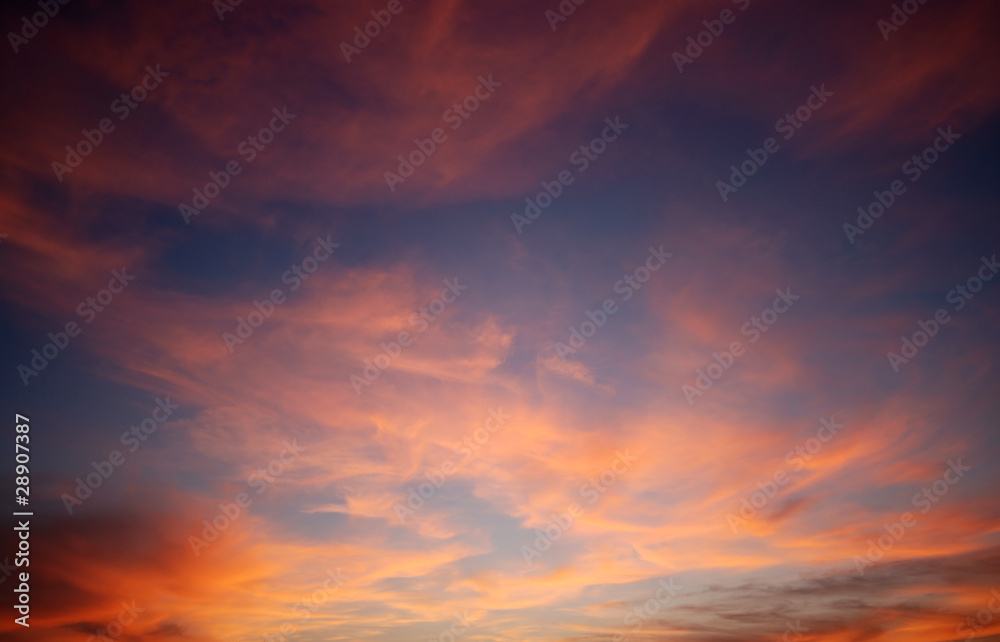 Cloudscape with red color