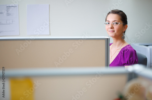 Woman at office in casual clothes