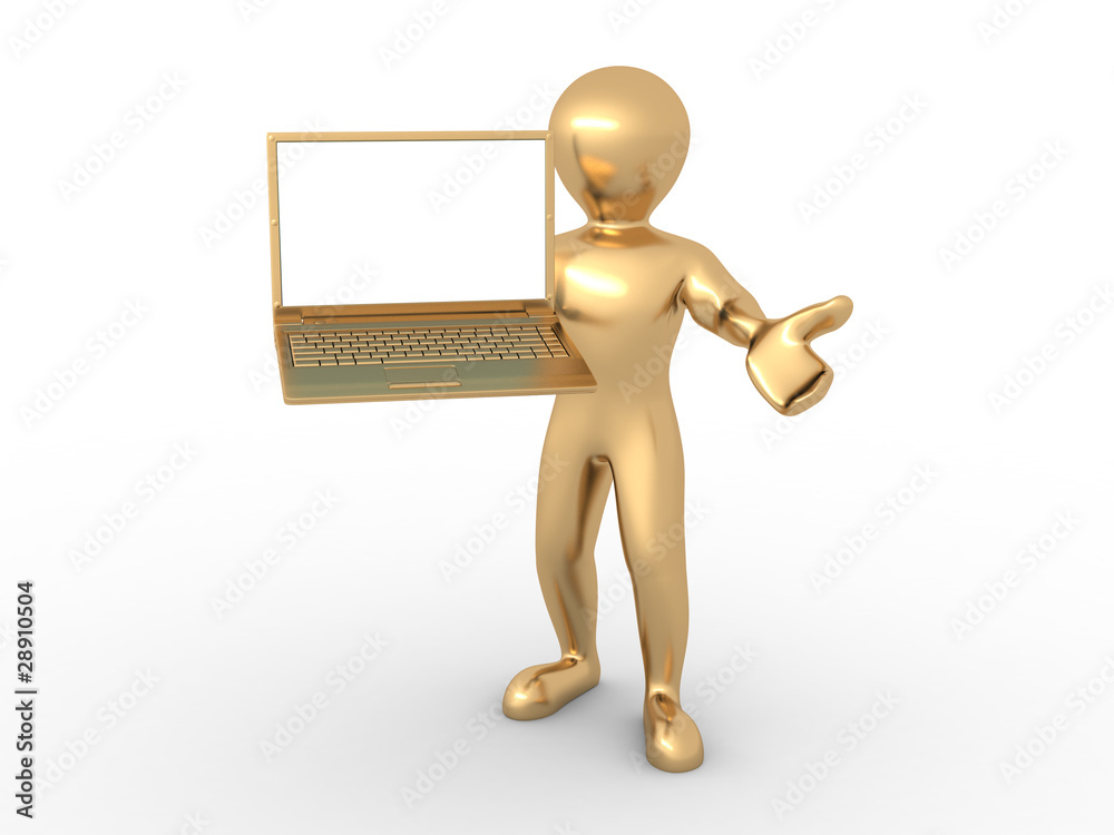 Man with laptop on white isolated background Man with laptop on white isolated background