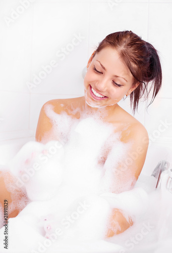 girl taking a bath