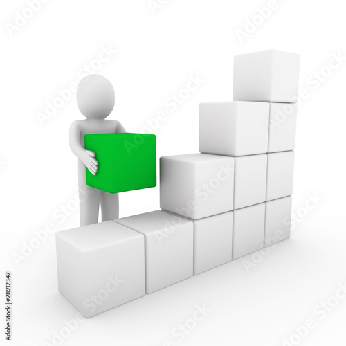 3d human cube box green white