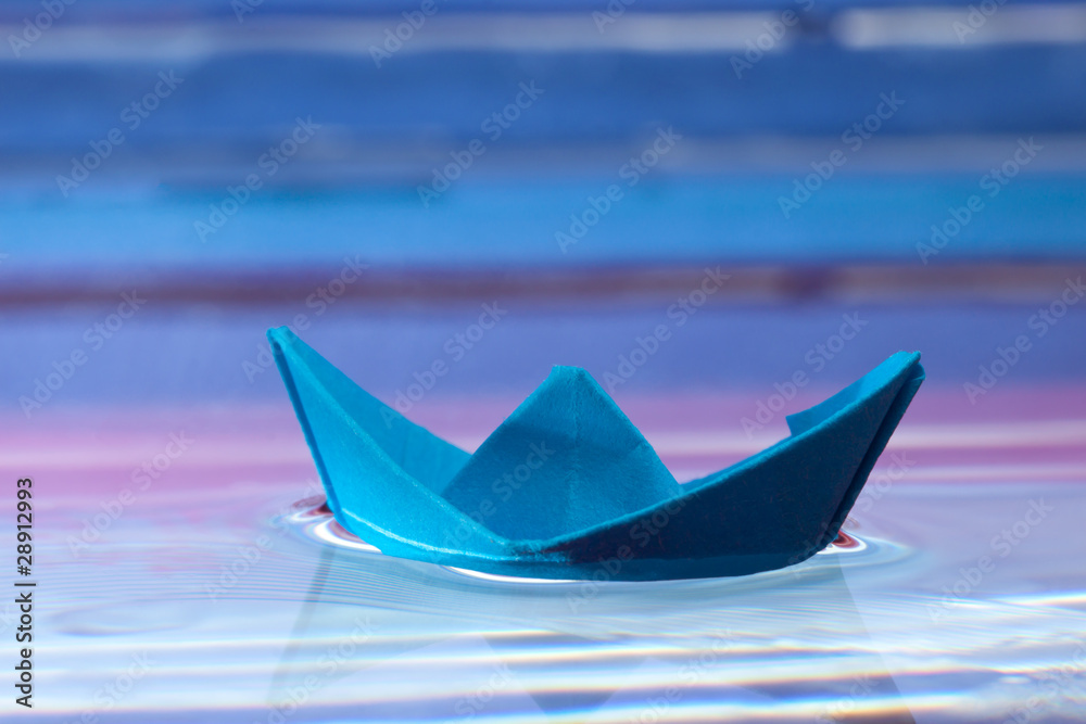 Blue paper boat Blue paper boat
