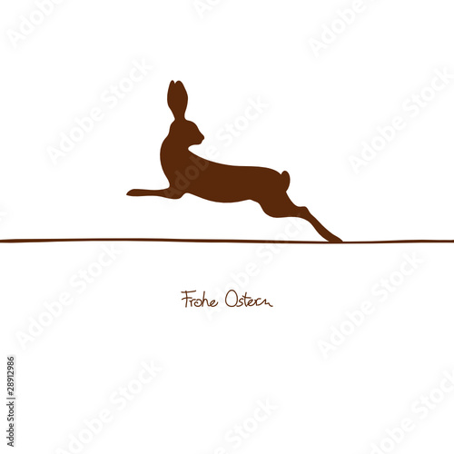 Osterkarte Hase springend Kopf nach hinten