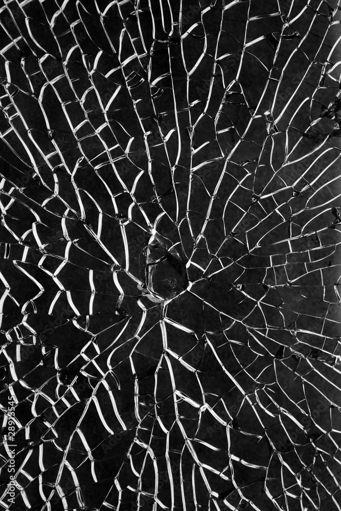 Glass broken window cracks hole Glass broken window cracks hole