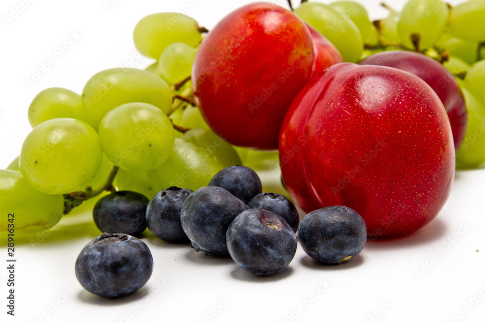 Weintrauben, Blaubeeren, Aprikosen Weintrauben, Blaubeeren, Aprikosen