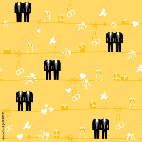 Seamless Pattern Wedding Mr. & Mr. Gold