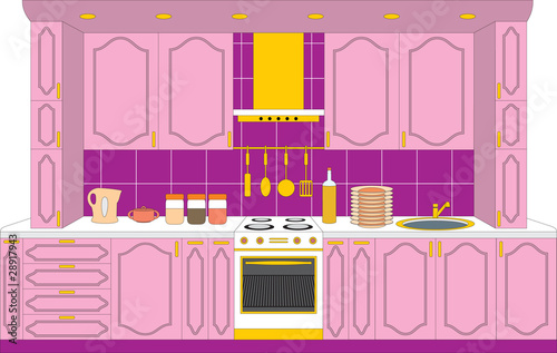 Kitchen furniture. Interior.