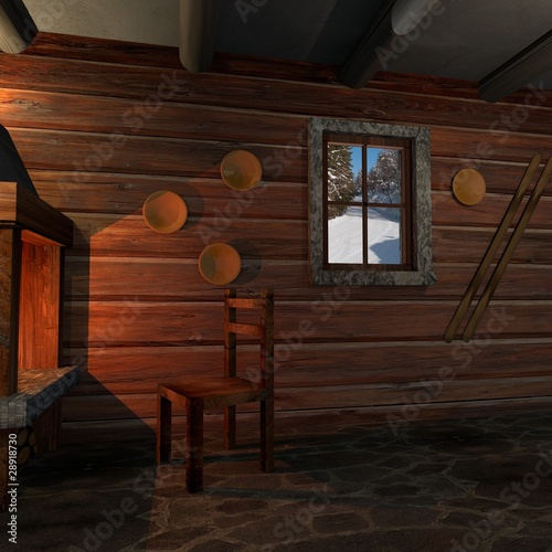 Interior at a log home