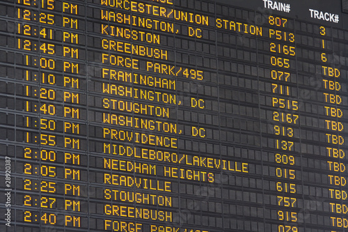 Departure and Arrival Display Boston Main Station