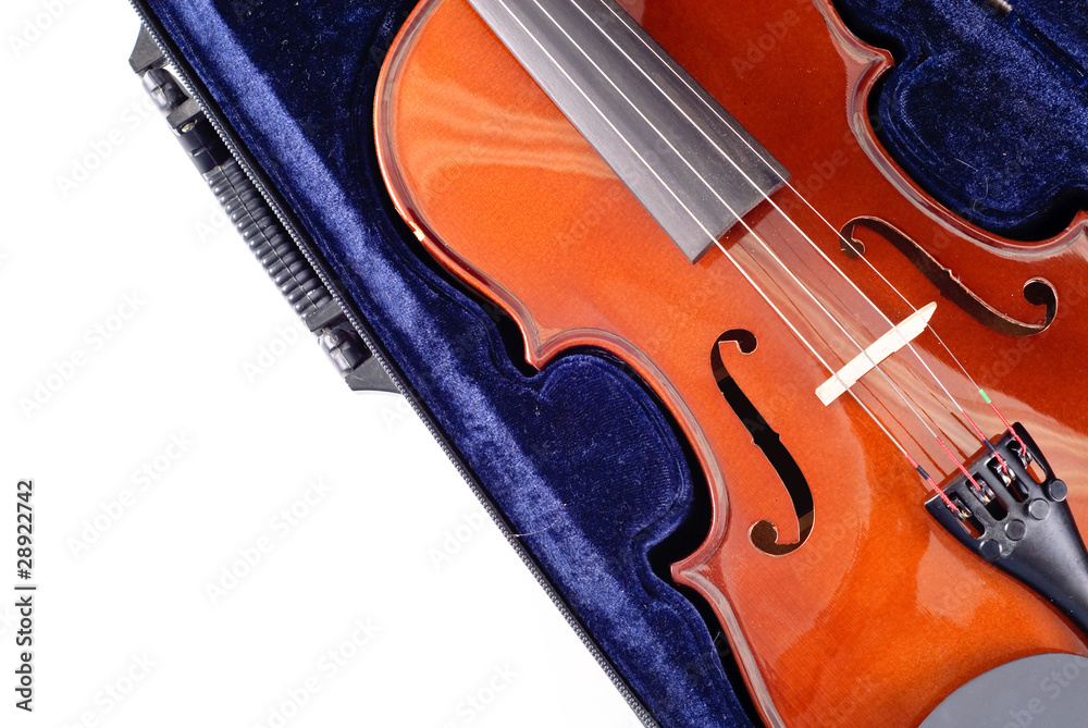 Fototapeta premium Violin in Blue Velvet Case with Custom Space