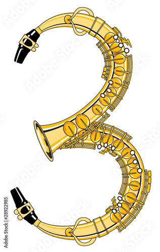 Saxophone-Style Musical Alphabet Number 3