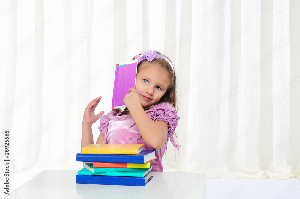 little girl is studying literature little girl is studying literature