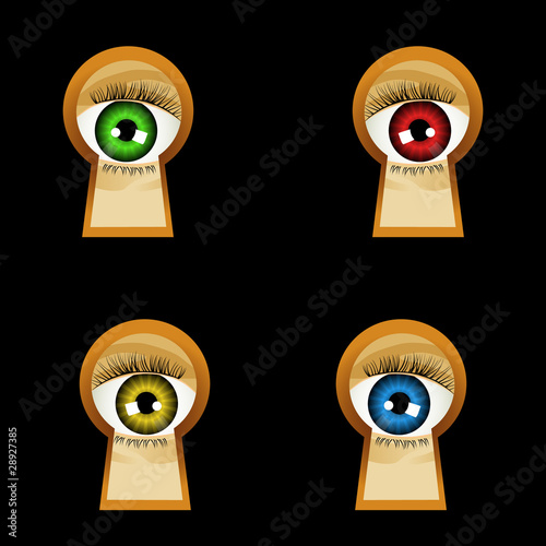 Realistic eye looks in keyhole (4 colour variations)