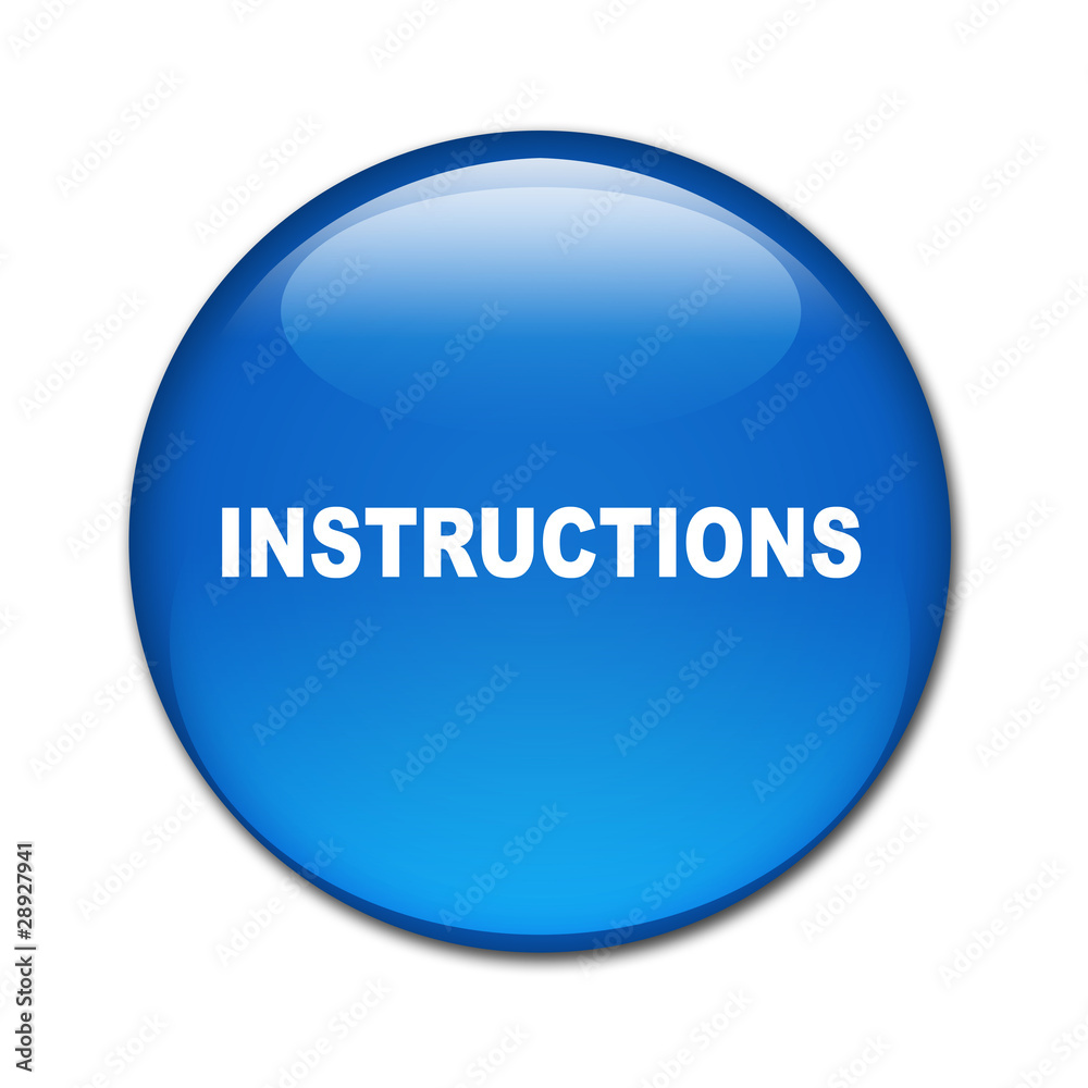 Boton brillante texto INSTRUCTIONS Boton brillante texto INSTRUCTIONS