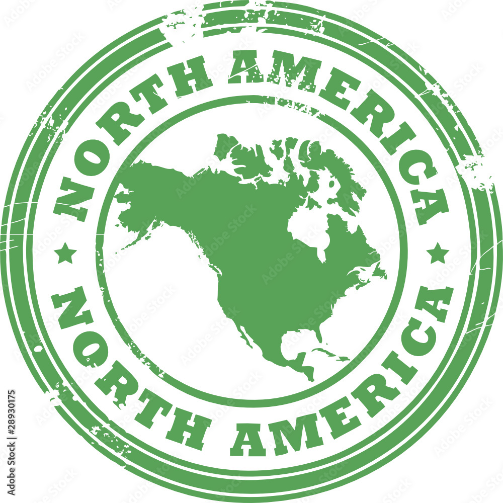 Stamp with the text North America written inside the stamp