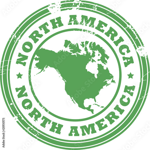 Stamp with the text North America written inside the stamp