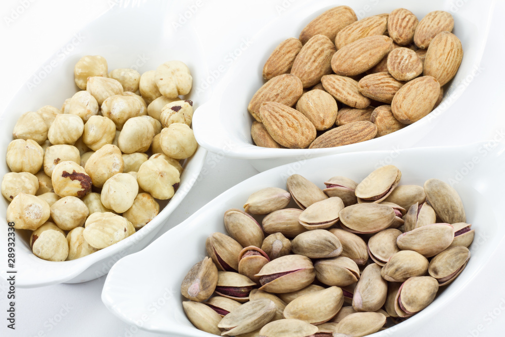 Various nuts; hazelnuts, almond, Various nuts; hazelnuts, almond,