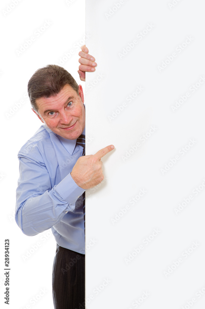 Man with billboard on white background Man with billboard on white background