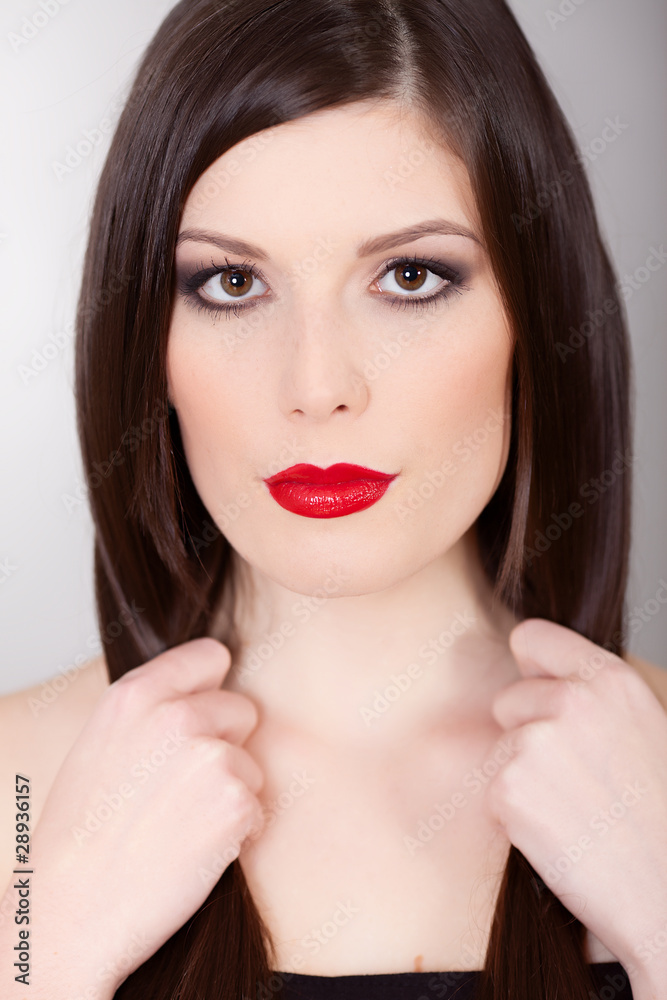 Sensual young adult woman with beautiful long brown hairs Sensual young adult woman with beautiful long brown hairs
