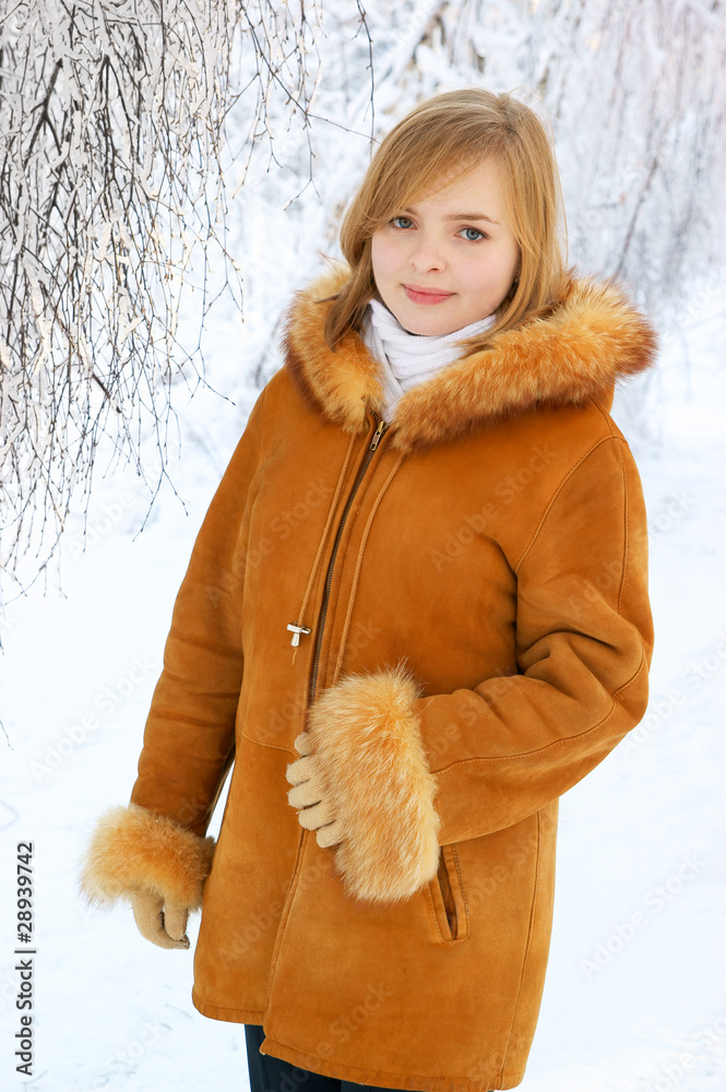 Young beautiful woman in winter forest Young beautiful woman in winter forest