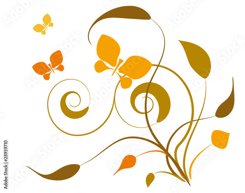 Butterflies and leaves. Vignette