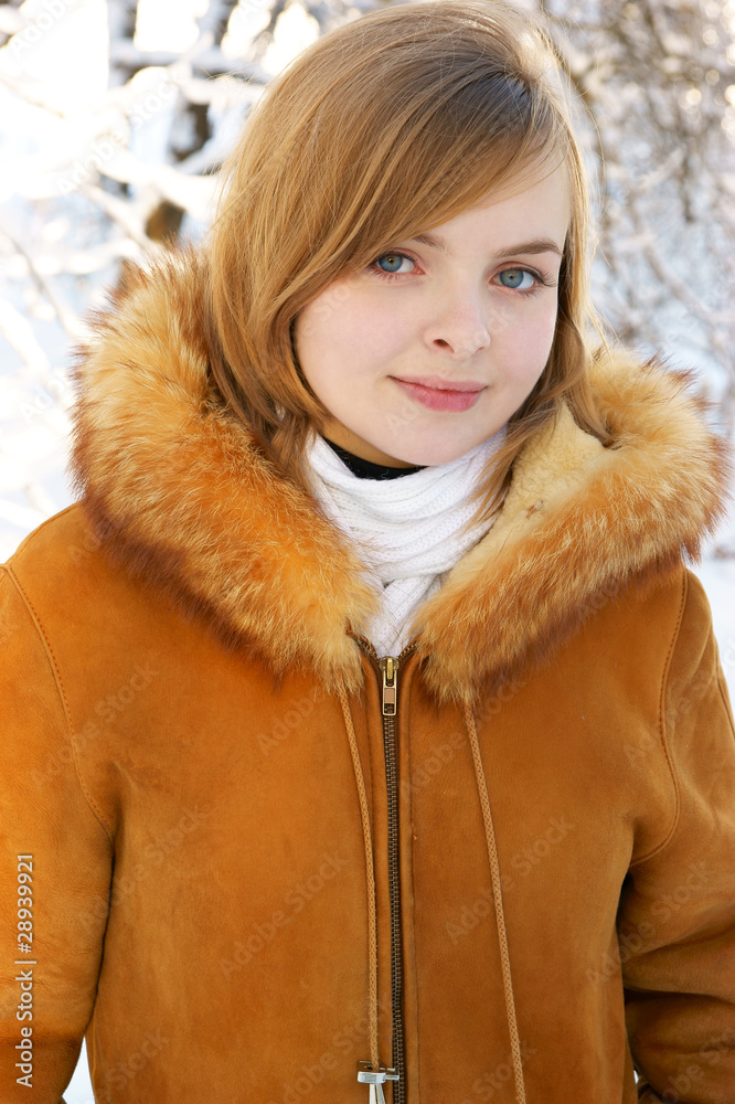 Young beautiful woman in winter forest Young beautiful woman in winter forest