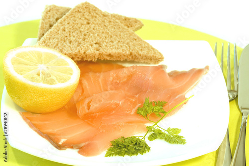 Smoked salmon snack photo