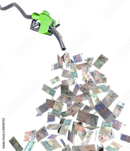 fuel nozzle with pound banknotes