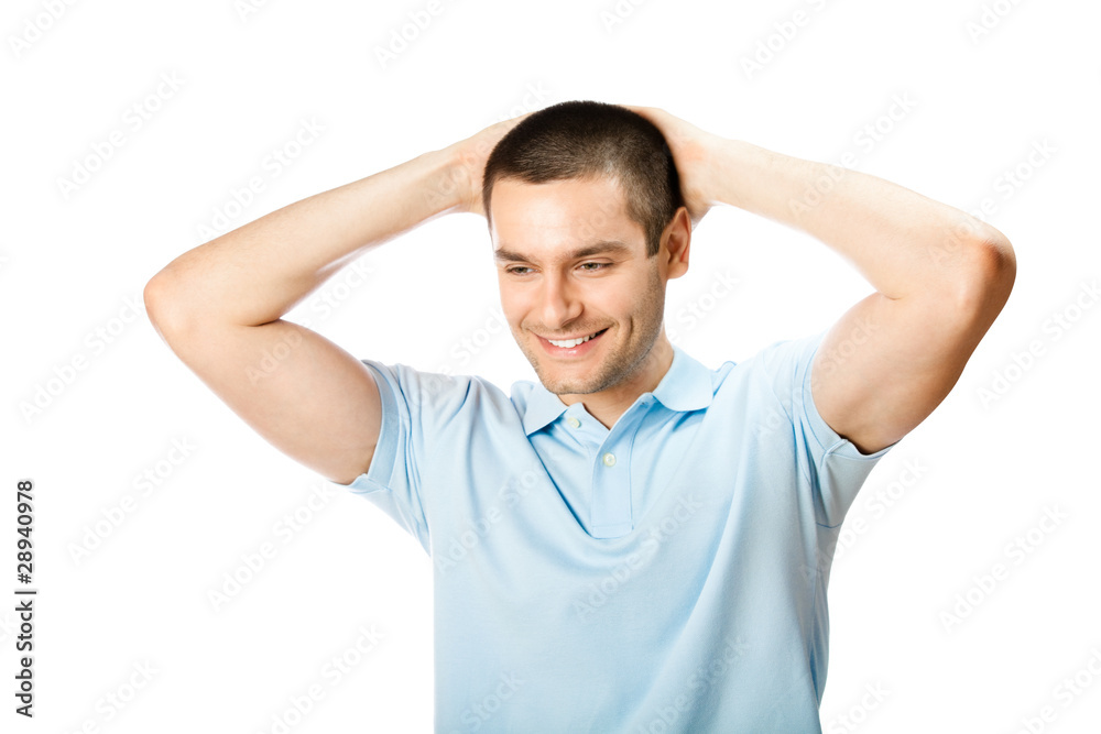 Expressive happy surprised man, isolated on white background Expressive happy surprised man, isolated on white background