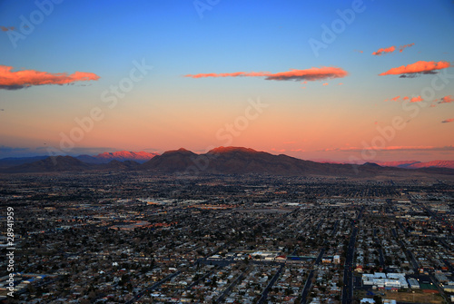 Las Vegas sunset aerial view