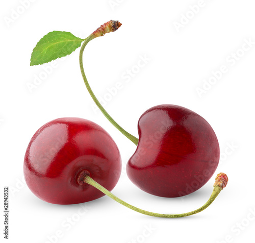 Print op canvas Isolated cherries