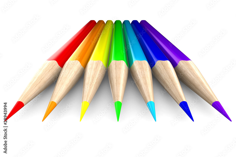 Set pencils on white background. Isolated 3D image Set pencils on white background. Isolated 3D image