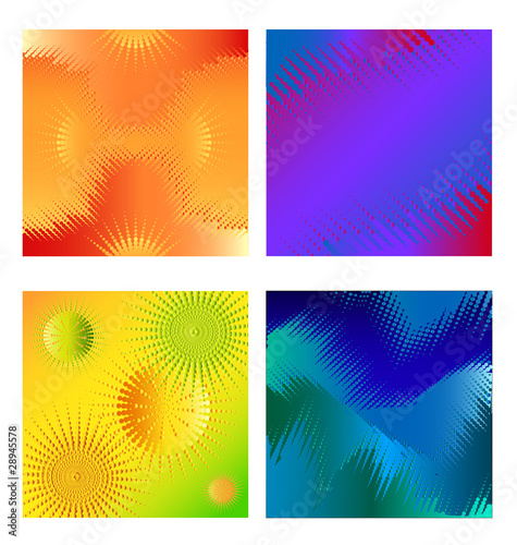 Four halftone square cards (vector) © katspi