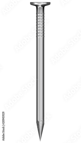 Steel shiny nail isolated on white