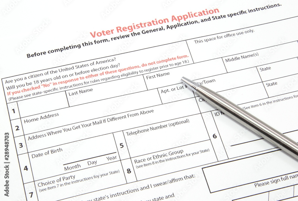 Voter Registration Application with Silver Pen Voter Registration Application with Silver Pen
