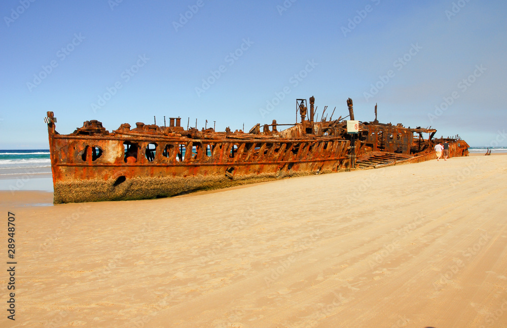 Shipwreck on the coast of Fraser Island, Queensland, Australia