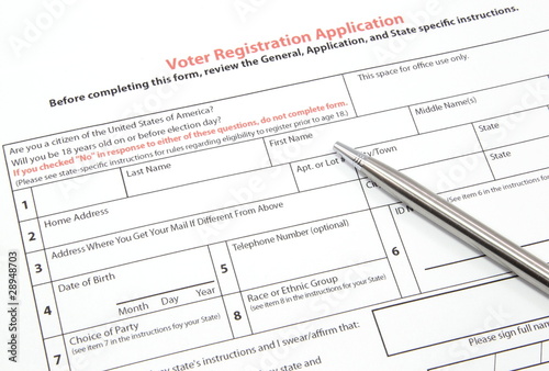 Voter Registration Application with Silver Pen