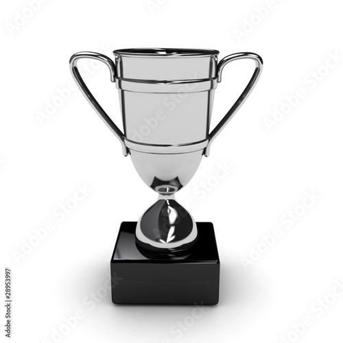 Awarding cup over white background