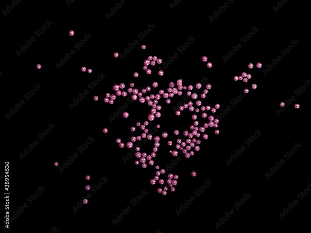 Pearly pink, tiny bath beads on black