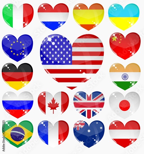 set from the hearts of flags