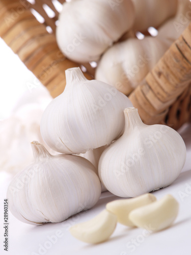 Close up of garlic on white background