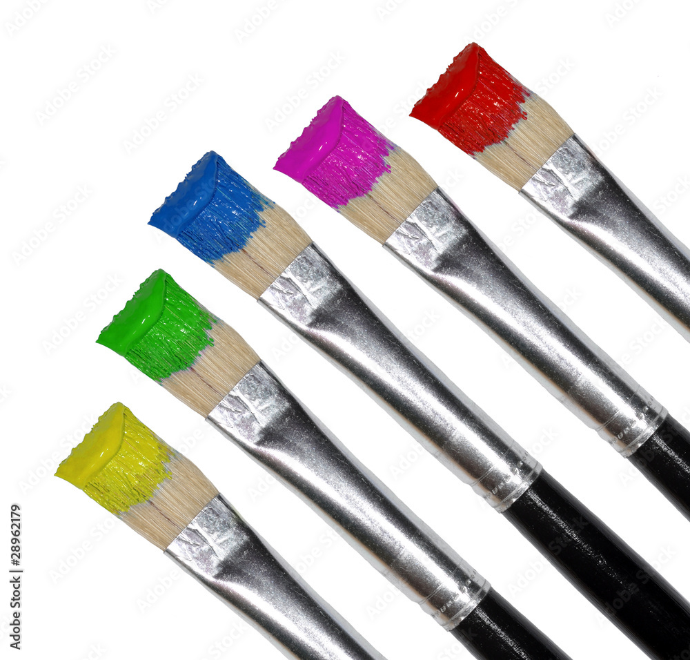 Fototapeta premium Paint brushes on white