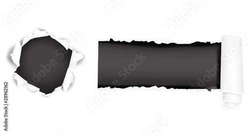 Assortment of ripped white paper. Vector