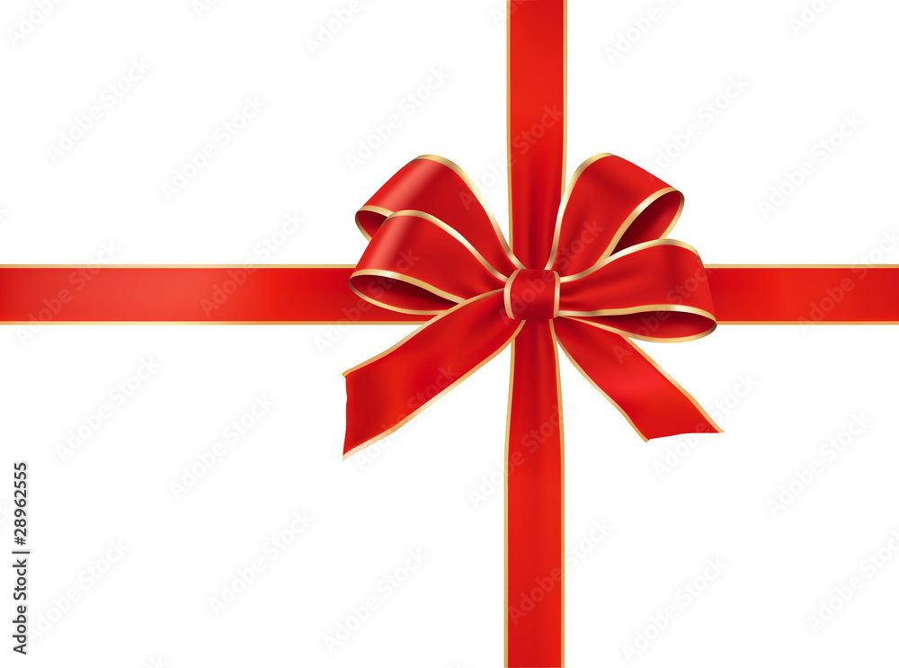 Vector illustration. Gift red bow with ribbons. Vector illustration. Gift red bow with ribbons.