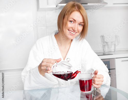 woman drinking tea